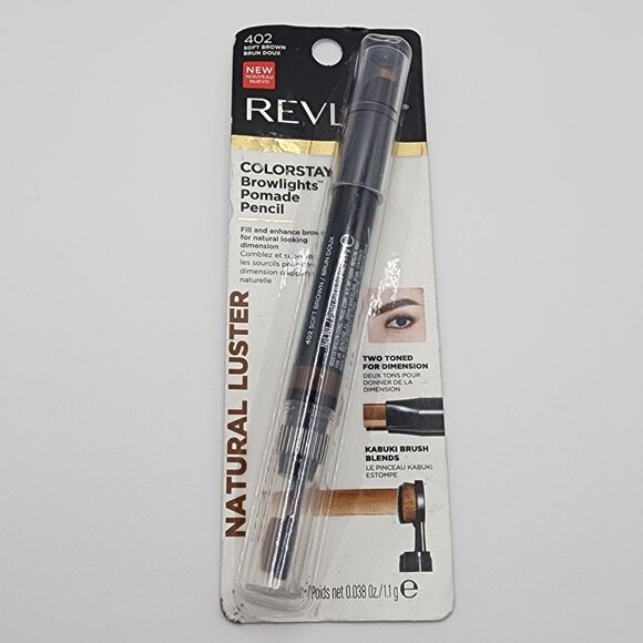 Revlon Pomade Eyebrow Pencil Browlights 402 Soft Brown Natural Luster 0.038 oz - Picture 1 of 2